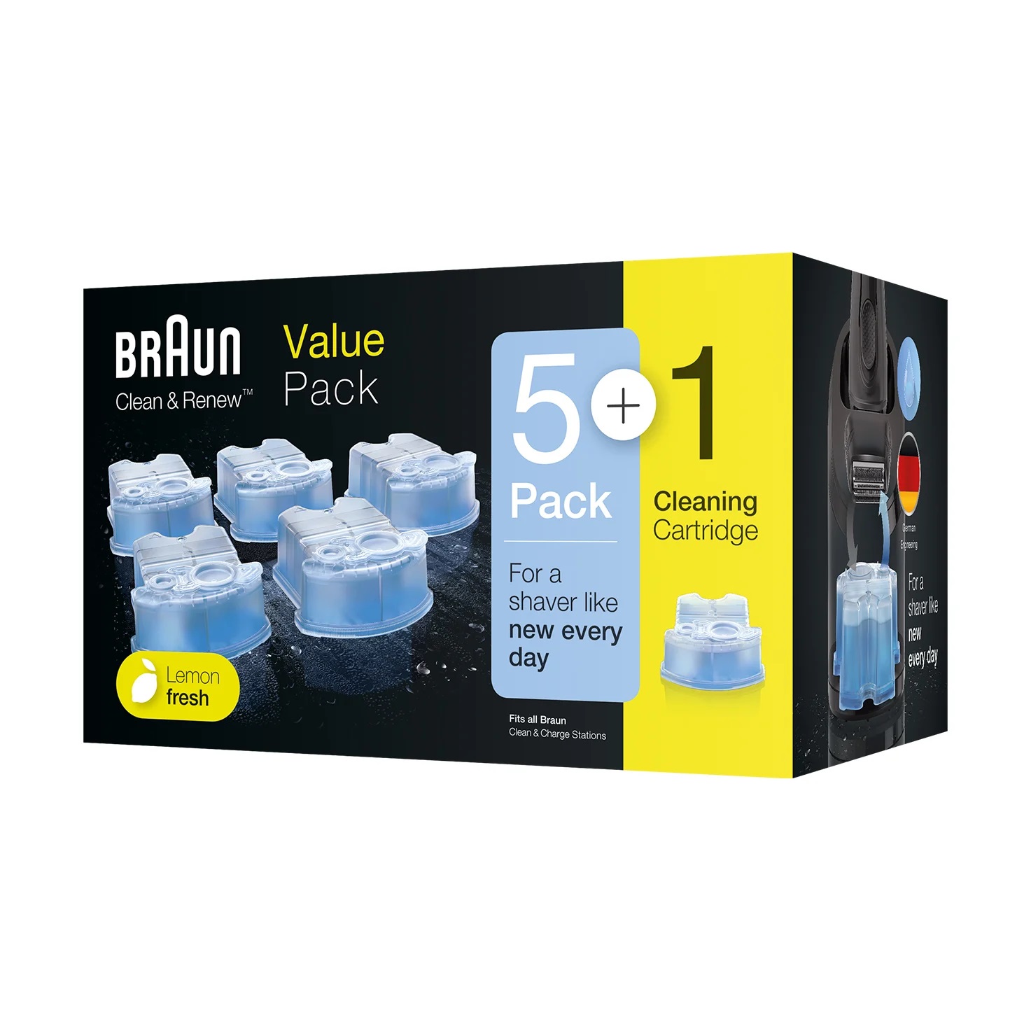 Braun Clean & Renew 5+1 Ersatzkartuschen für elektrische Rasierer hygienisch scharfere Klingen