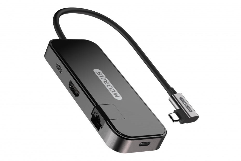 Sitecom CN-349 USB auf HDMI / Gigabit LAN Buchse Schwarz/silber Adapter (USB C 3.1 Stecker, 100 W Power Delivery