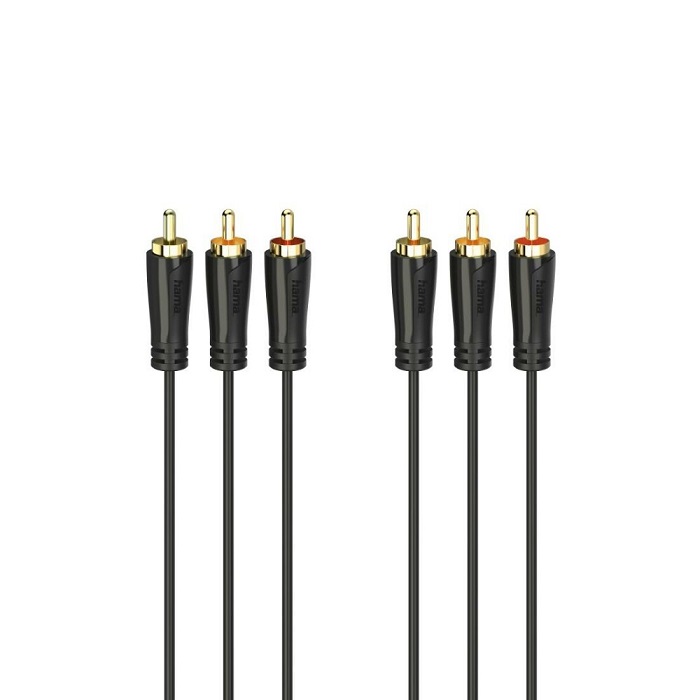 Hama Audio-Video-Kabel 3 Cinch-Stecker vergoldet 1,5m mit Farbcodierung 00205150