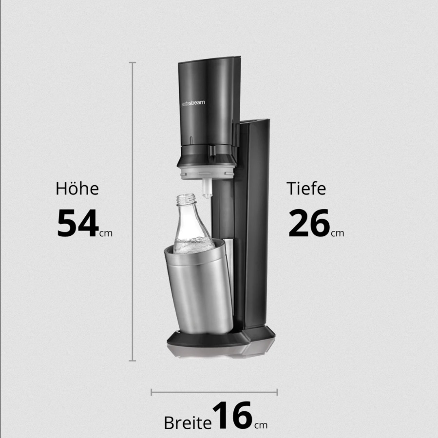 B-Ware: Sodastream Crystal 2.0 Trinkwassersprudler 0,6 Liter Titan silber/schwarz inkl. Glasflasche