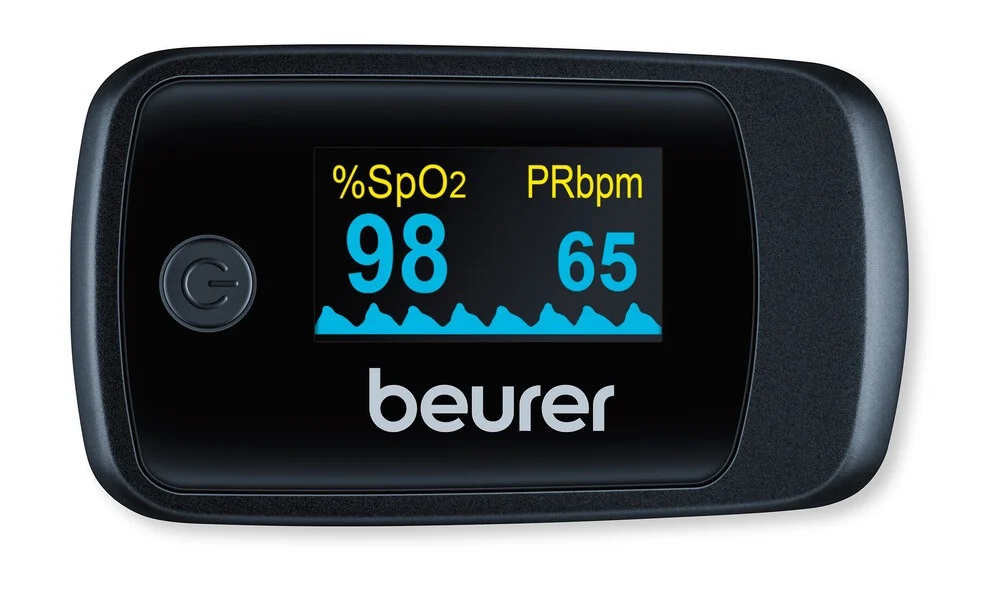 Beurer PO 45 Pulsoximeter Sauerstoffsättigung SpO2 Herzfrequenz Pulsfrequenz